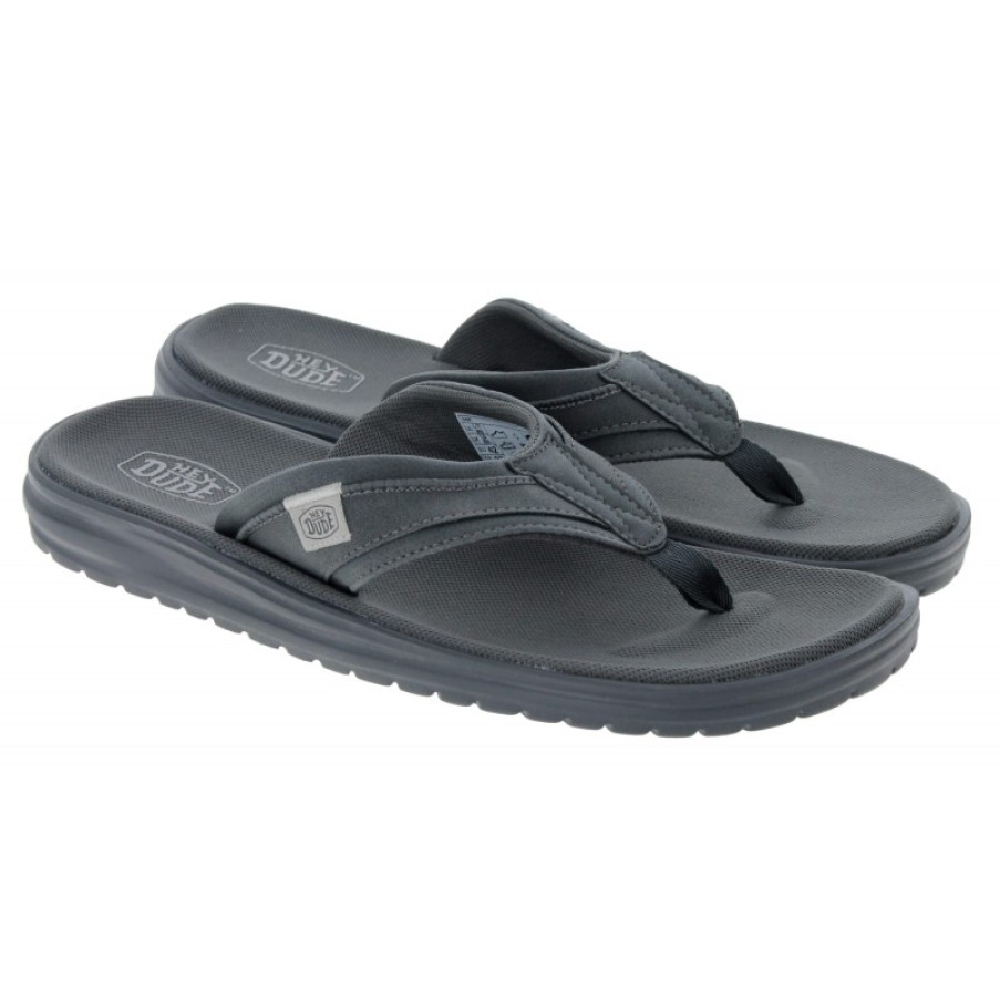 Men'S Hey Dude | Sami 40137 Toe Post Sandals - Slate