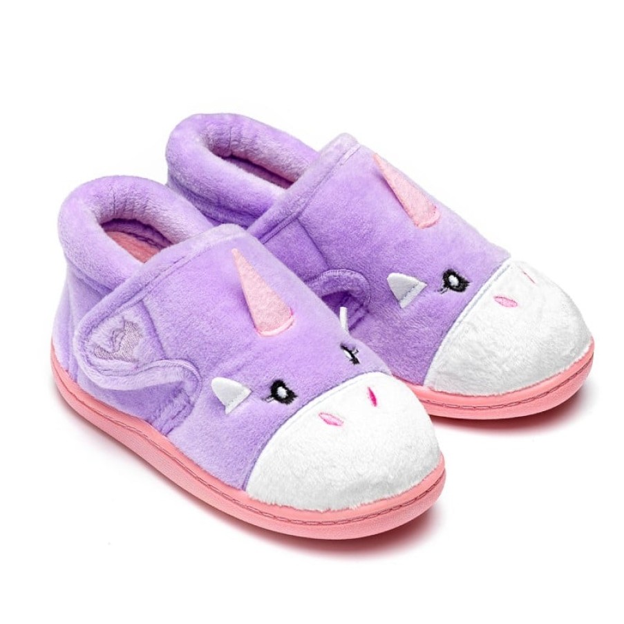 Children'S Chipmunks Girls Slippers | Unicorn Memory Foam Slippers - Lilac