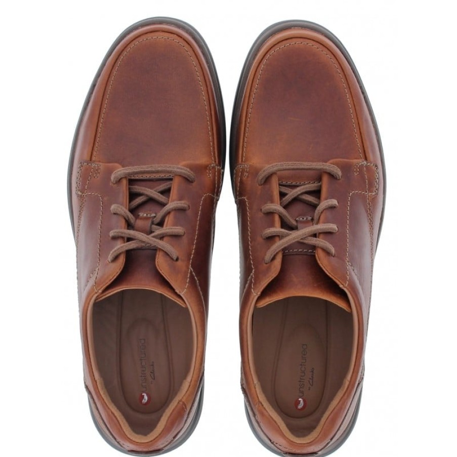 Men'S Clarks | Un Abode Ease Shoes - Dark Tan Leather