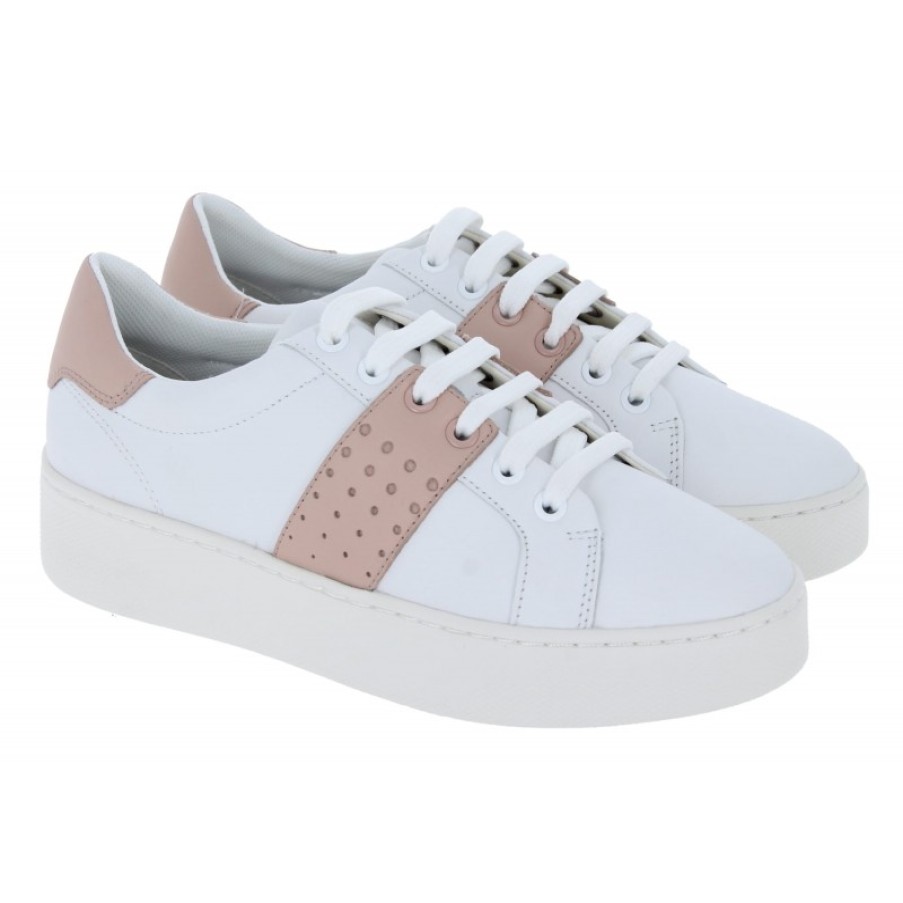 Women'S Geox | Skyely D35Qxb Trainers - White/Nude Leather