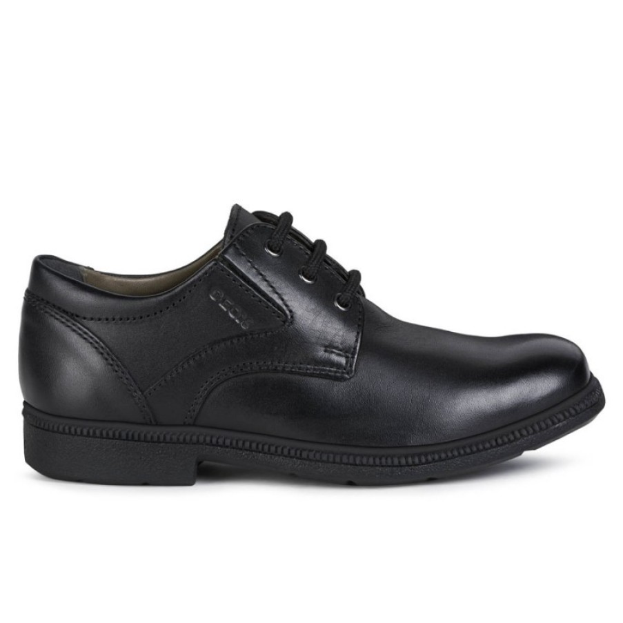 Children'S Geox Teen Boys School Shoes | Federico C J04D1C School Shoes - Black Leather