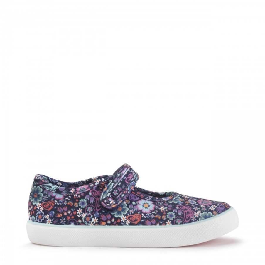 Children'S Start-Rite Girls Canvas Shoes | Busy Lizzie Canvas Shoes - Navy Floral