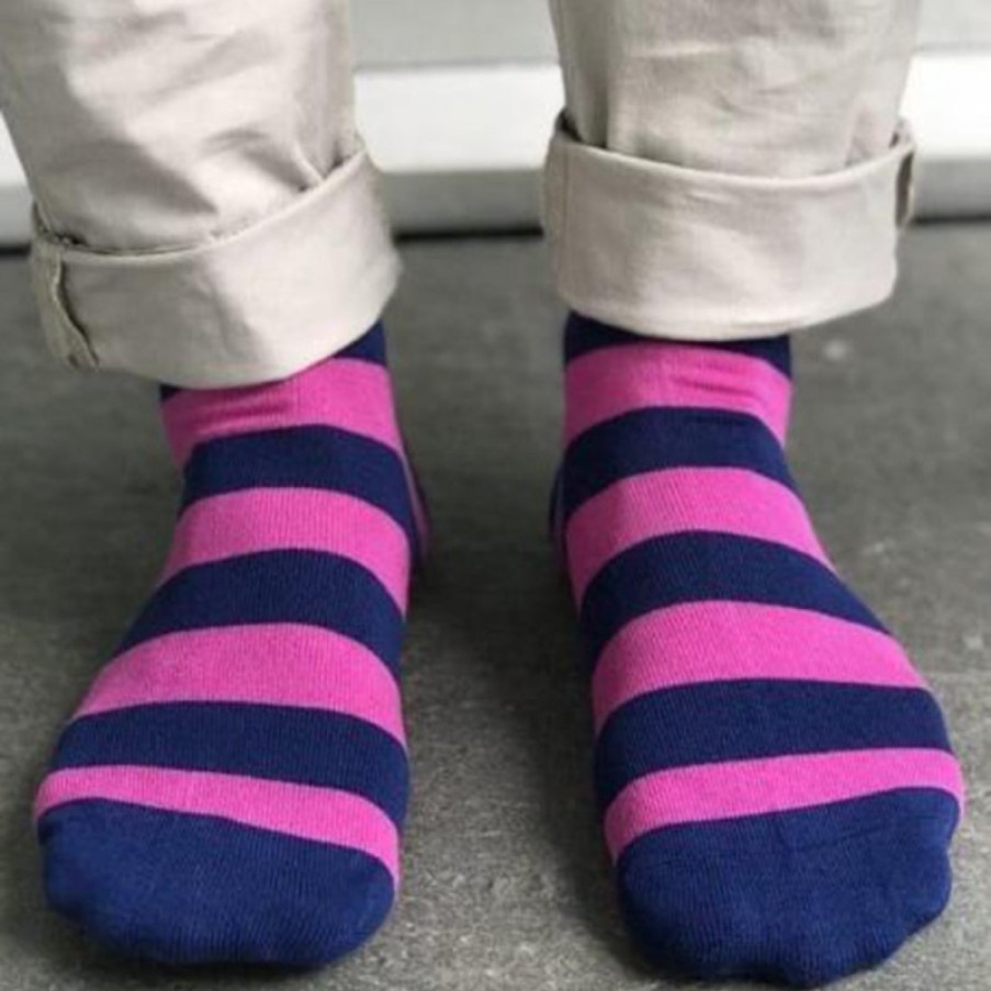 Men'S Swole Panda | Striped Socks - Rich Pink