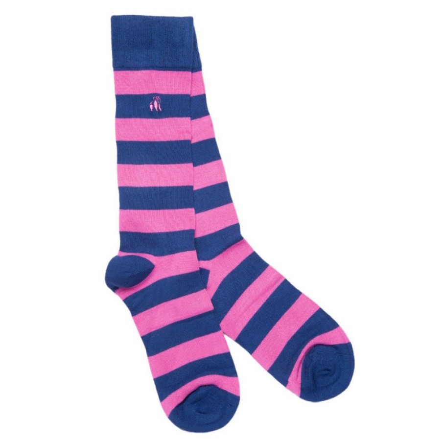 Men'S Swole Panda | Striped Socks - Rich Pink