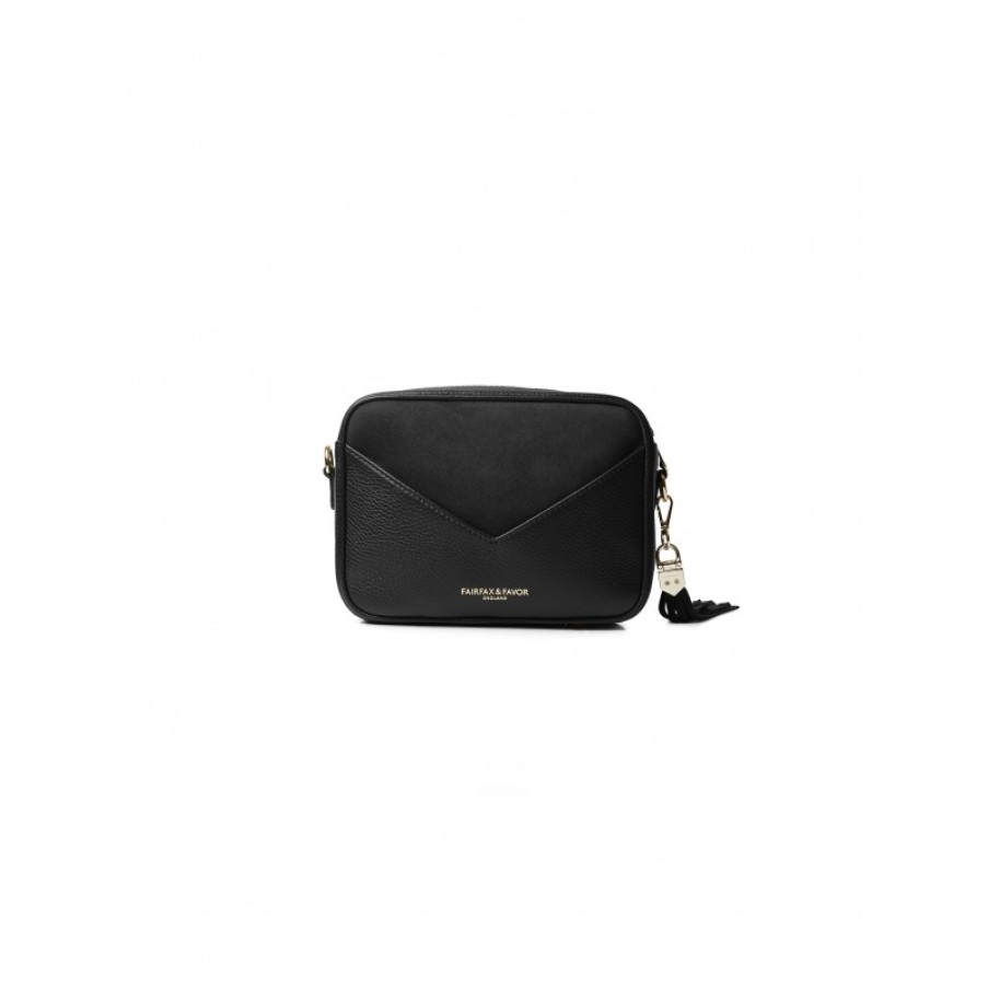 Women'S Fairfax and Favor | Fairfax & Favor Finsbury Cross Body Bag - Black Suede