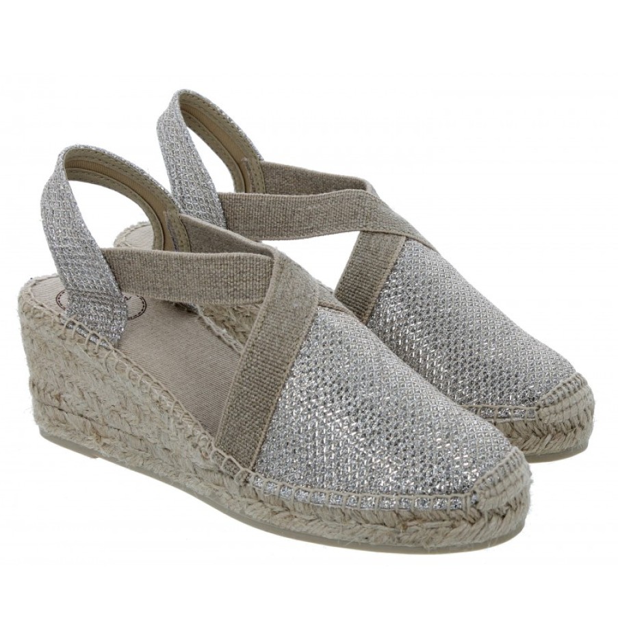 Women'S Toni Pons | Triton Wedge Espadrilles - Platinum Cotton