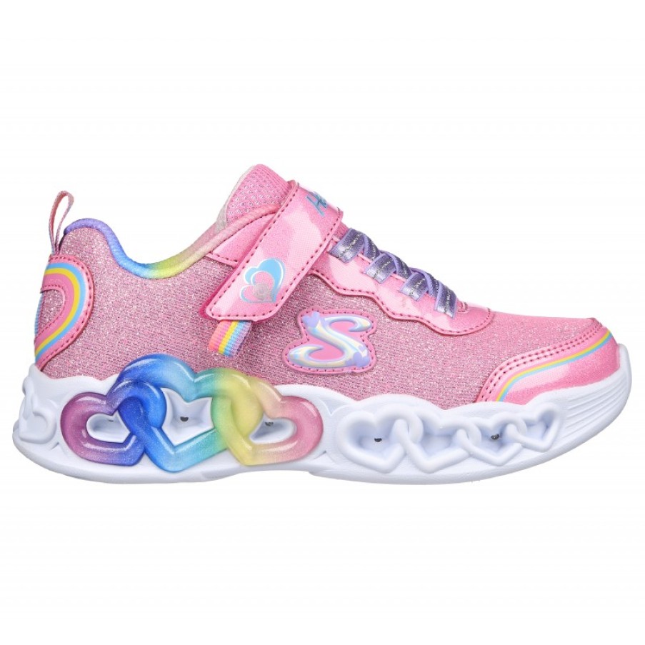 Children'S Skechers Girls Trainers | Infinite Heart Lights 303751L Trainers - Pink Multi