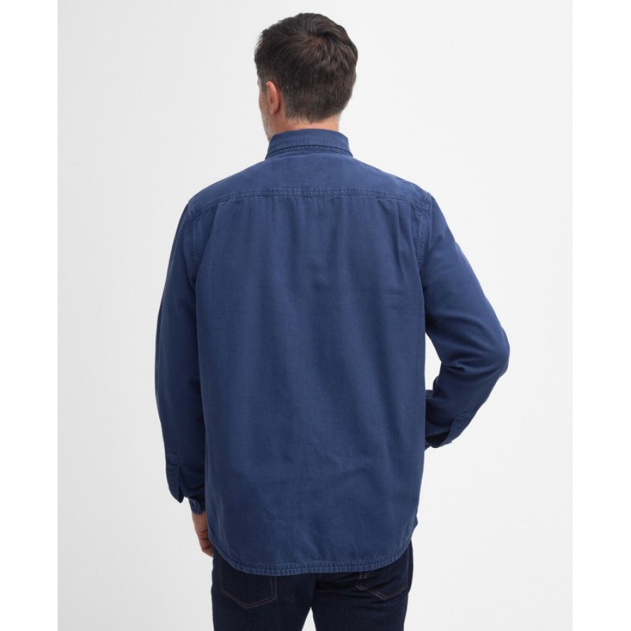 Men'S Barbour | Swindale Overshirt Mos0355 - Blue Cotton