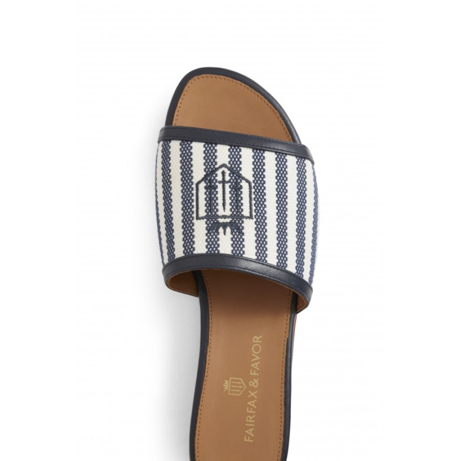 Women'S Fairfax and Favor | Fairfax & Favor Heacham Sandal - Navy Stripe