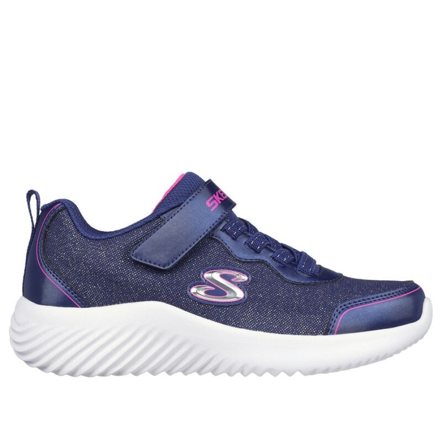 Children'S Skechers Girls Trainers | Bounder: Girly Groove 303528L Trainers - Navy