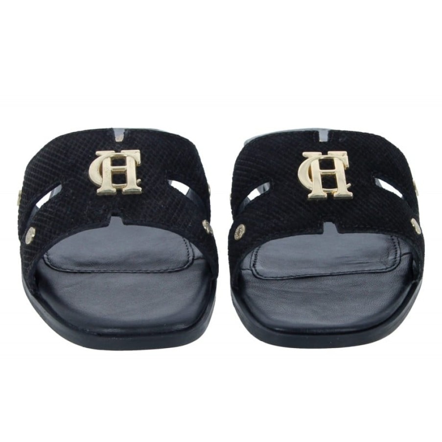 Women'S Holland Cooper | Monogram Slides - Black Suede