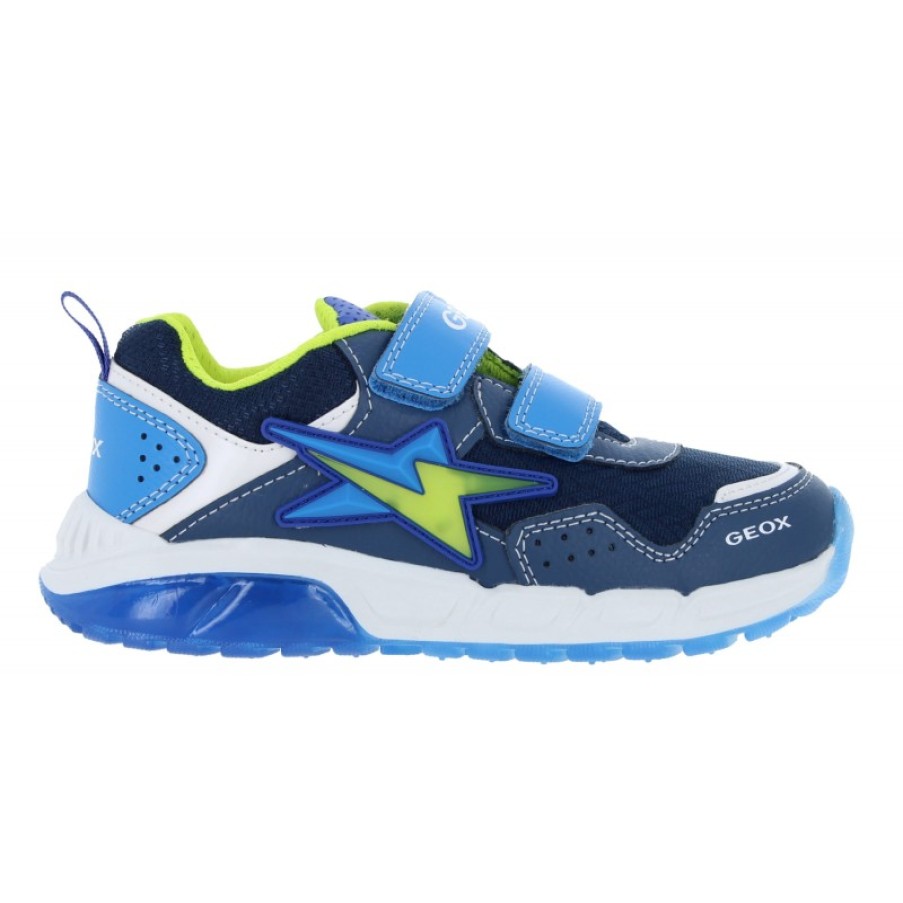 Children'S Geox Boys Trainers | J35Cqb J Spaziale Trainers - Navy/Light Blue