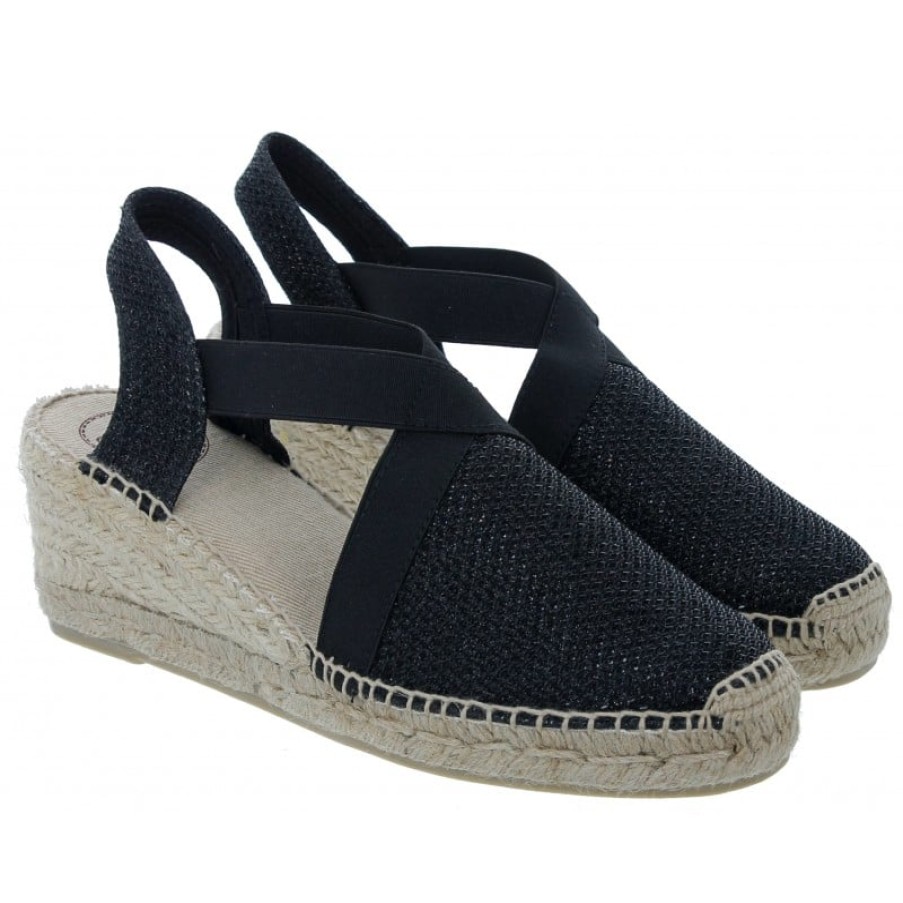 Women'S Toni Pons | Triton Wedge Espadrilles - Black Cotton