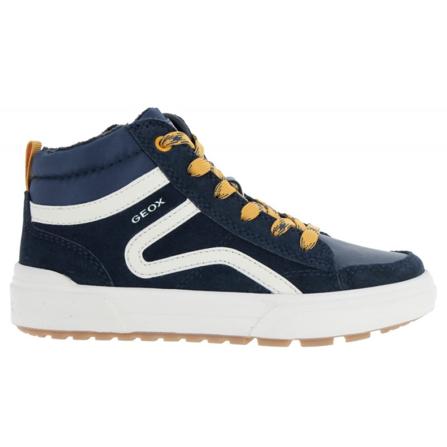 Children'S Geox Boys Boots | Geo J36Haa J Weemble - Navy/Yellow Leather