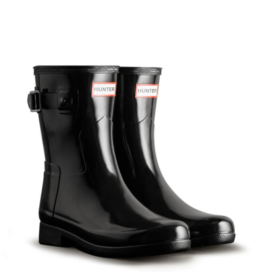 Women'S Hunter | Womens Refined Slim Fit Short Gloss Wfs2200Rgl Wellingtons - Black