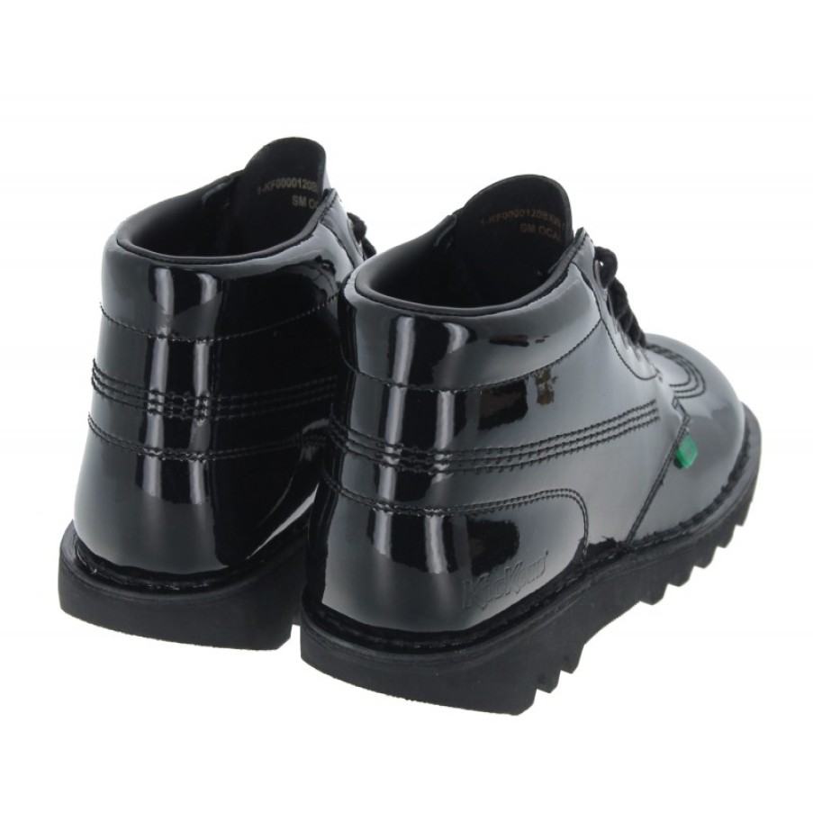 Children'S Kickers Teen Girls School Shoes | Kick Hi Core Womens - Black Patent