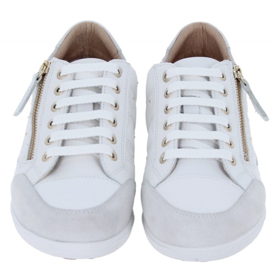 Women'S Geox | Myria D0268C Trainers - White/Off White Leather