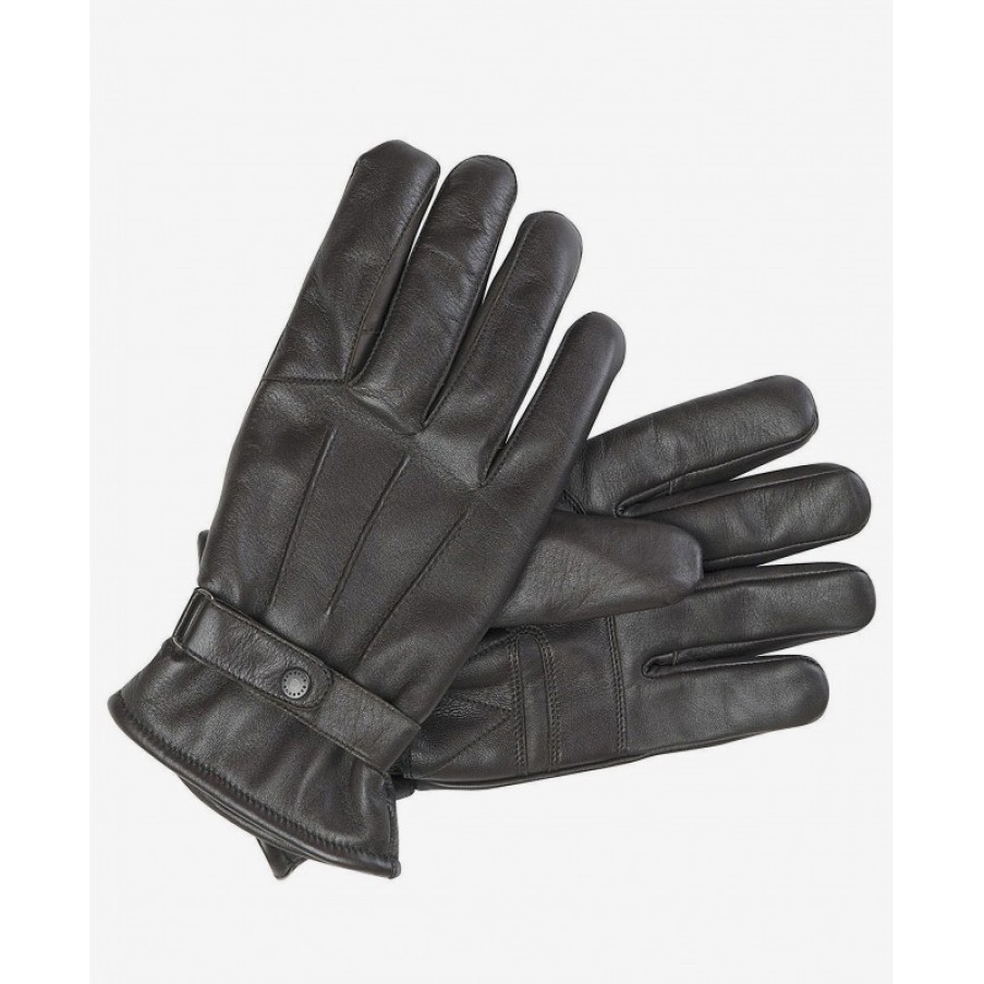 Men'S Barbour | Burnished Leather Gloves Mgl0009 - Dark Brown