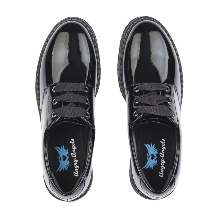 Children'S Start-Rite Teen Girls School Shoes | Angry Angels Impact School Shoes - Black Patent