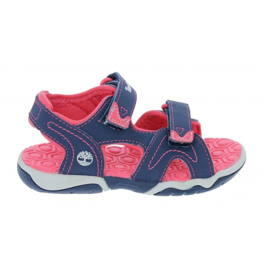 Children'S Timberland Girls Sandals | Adventure Seeker 2 Strap Youth Sandals - Navy/Pink