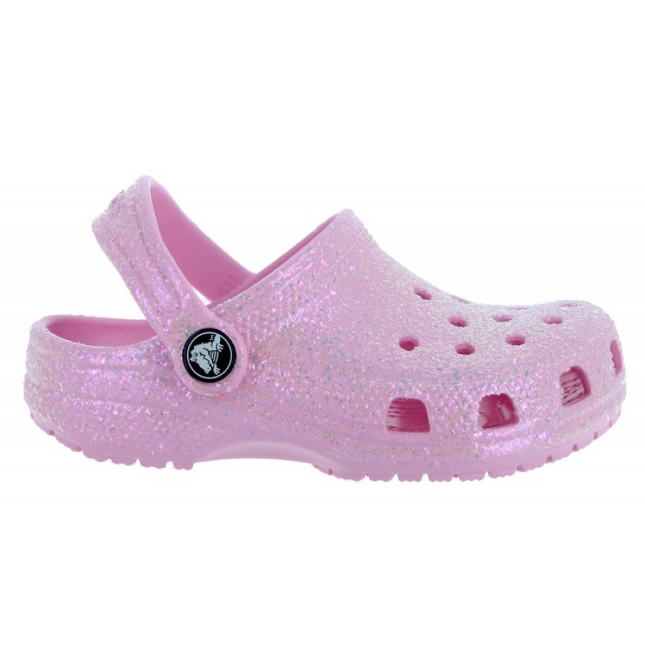 Children'S Crocs Girls Sandals | Kids Classic Glitter Clogs 206993 - Flamingo