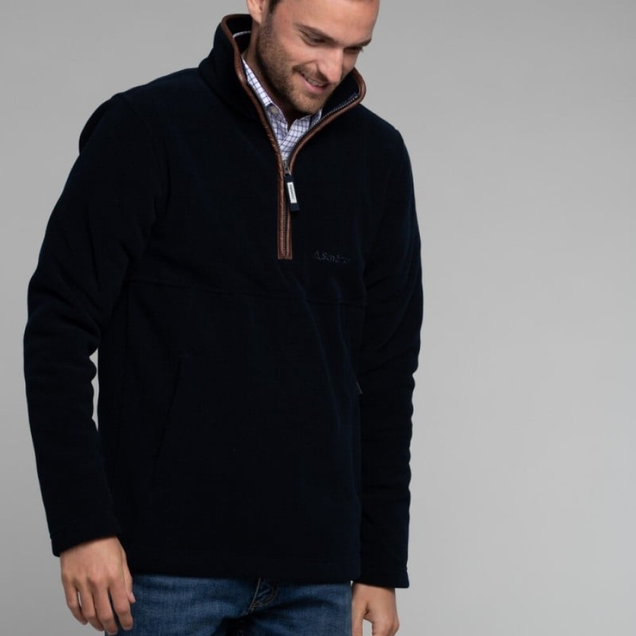 Men'S Schoffel | Berkeley 1/4 Zip Fleece 21106 - Navy