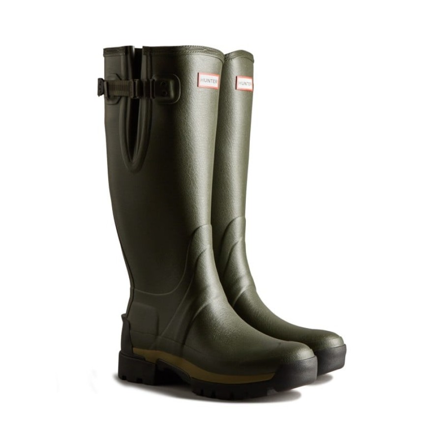 Men'S Hunter | Men Balmoral Adjustable Neoprene Mft9136Rnp Wellingtons - Dark Olive