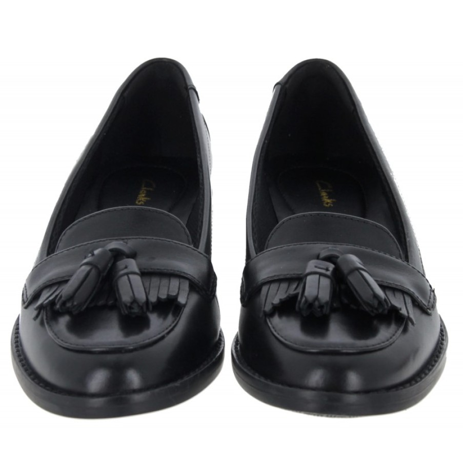 Children'S Clarks Teen Girls School Shoes | Camzin Angelica Loafers - Black Leather