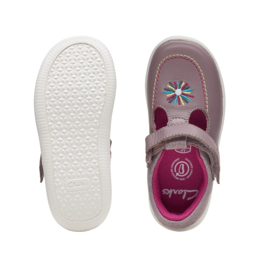 Children'S Clarks Girls Shoes | Crest Prom Kids Shoes - Dusty Pink Leather