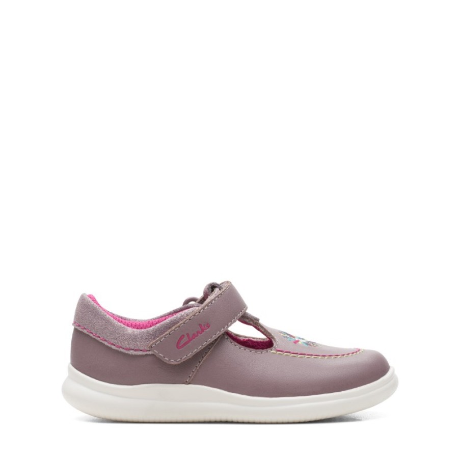 Children'S Clarks Girls Shoes | Crest Prom Kids Shoes - Dusty Pink Leather