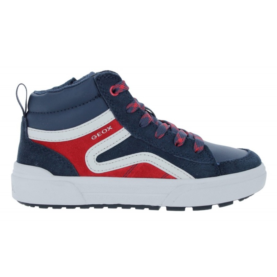 Children'S Geox Boys Trainers | J26Hab J Weembl Hi-Top Trainers - Navy/Red