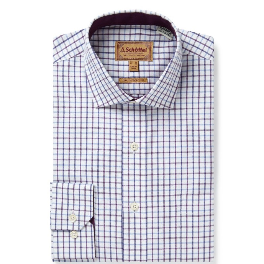 Men'S Schoffel | Milton Tailored Shirt 4073 - Purple Check