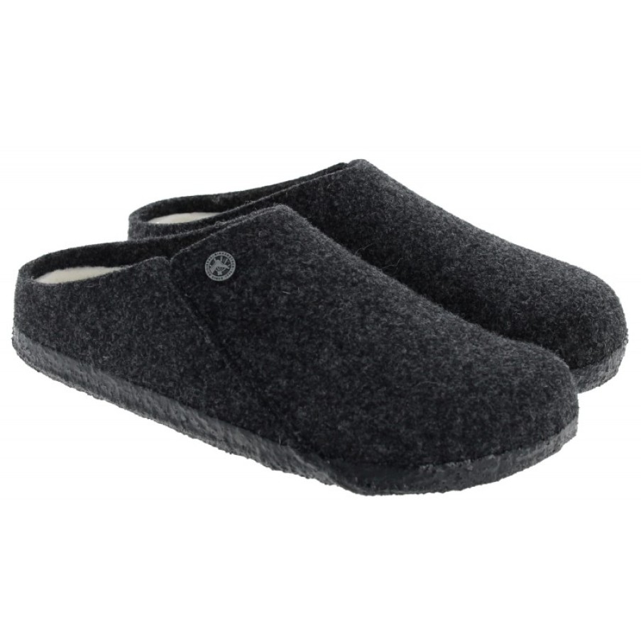 Men'S Birkenstock | Zermatt Shearling 1015090 Slippers - Anthracite Wool Felt