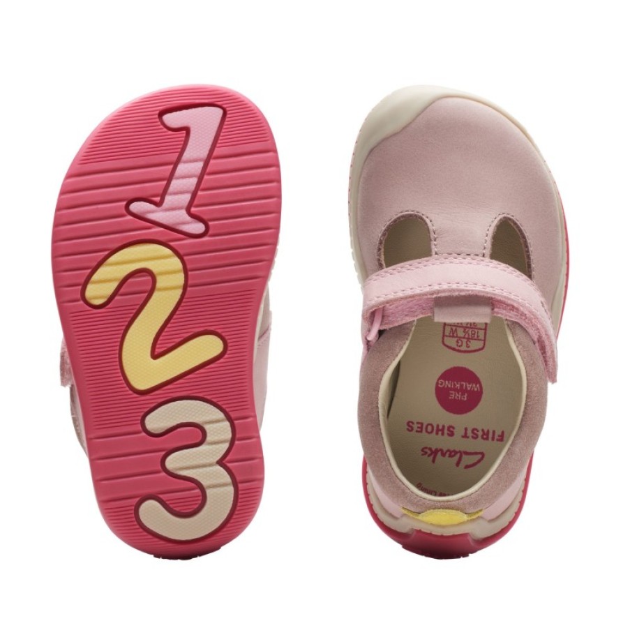 Children'S Clarks Girls Shoes | Roller Bright Toddler Shoes - Dusty Pink Leather