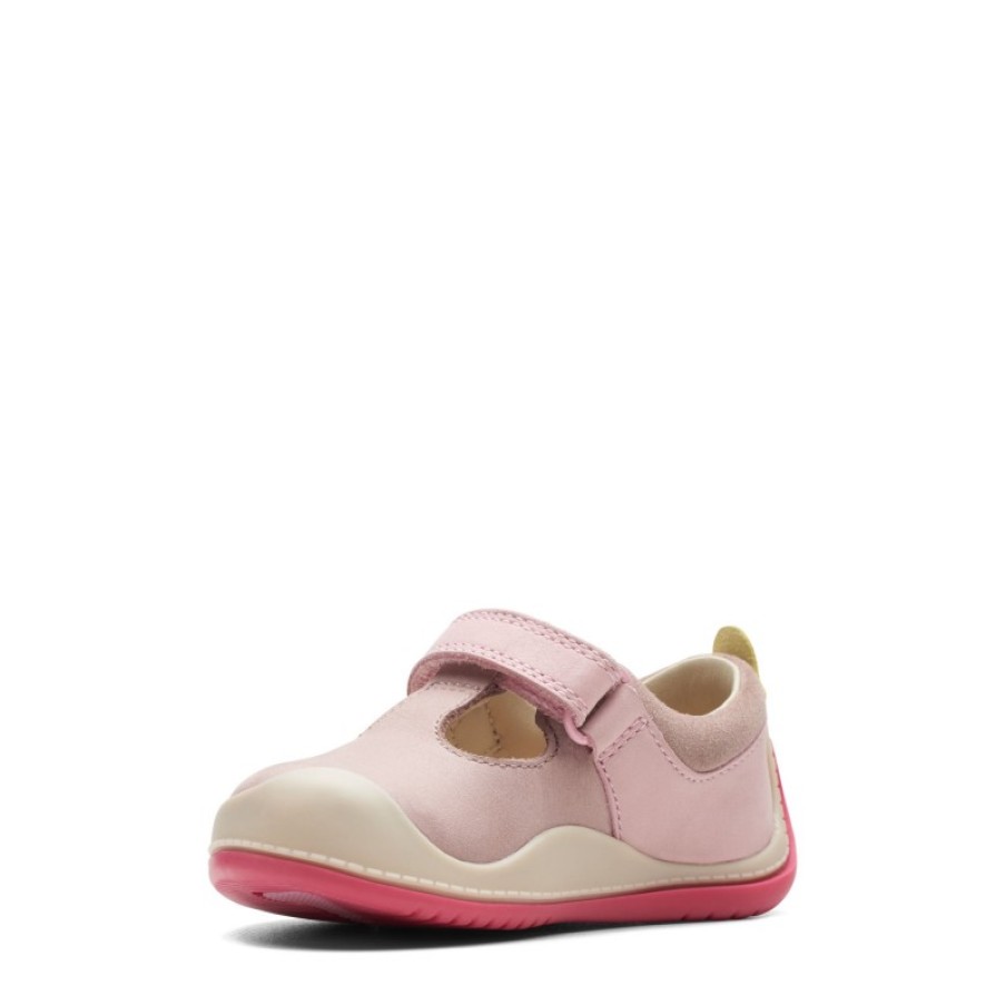 Children'S Clarks Girls Shoes | Roller Bright Toddler Shoes - Dusty Pink Leather