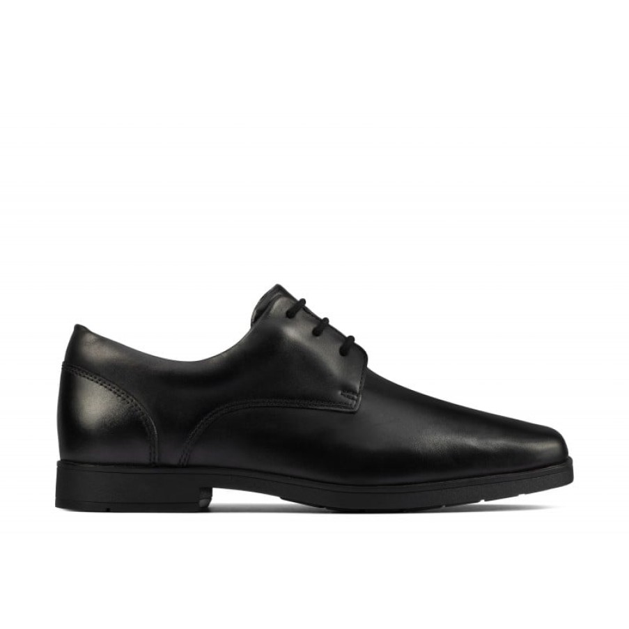 Children'S Clarks Boys School Shoes | Scala Edge Youth School Shoes - Black Leather