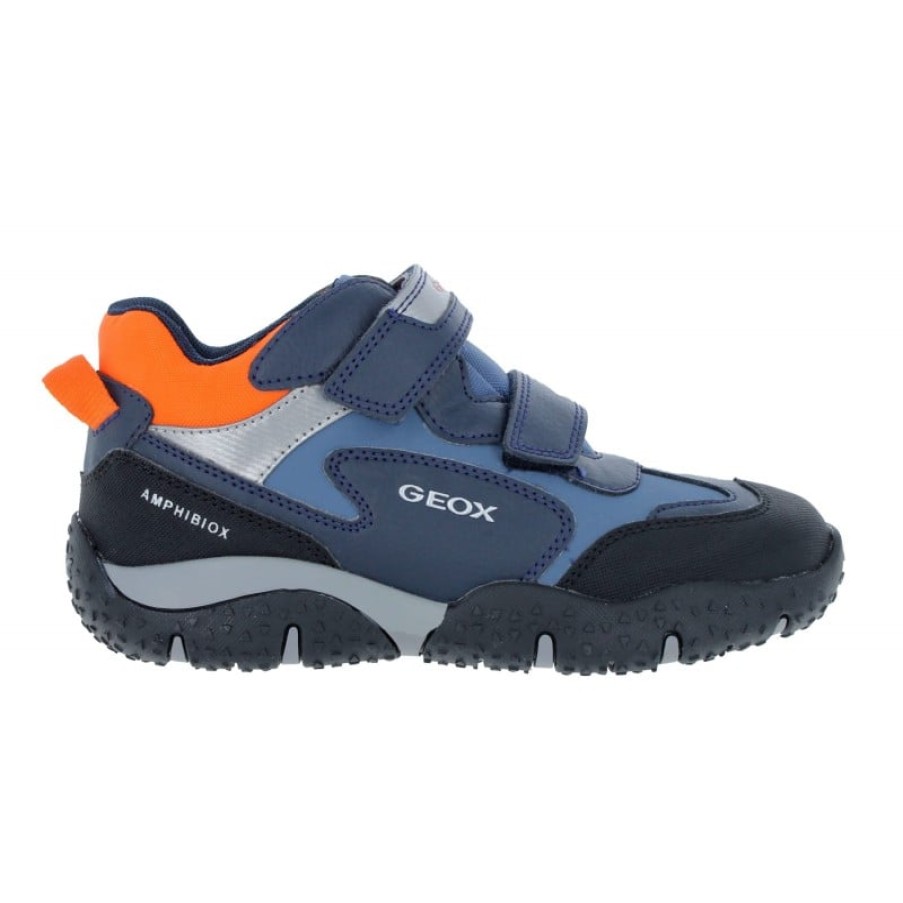 Children'S Geox Boys Shoes | J2642A J Baltic Abx Trainers - Navy/Orange