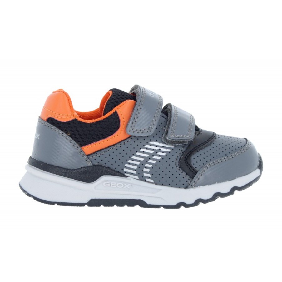 Children'S Geox Boys Trainers | B264Ya B Pyrip Trainers - Dk Grey/Orange