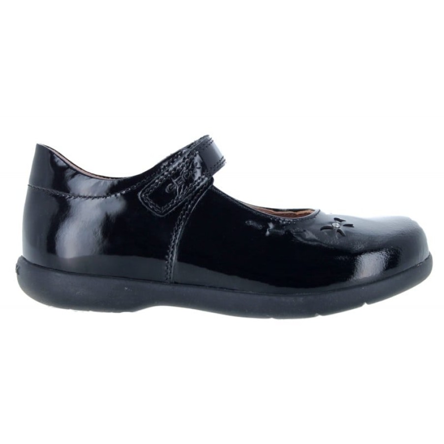 Children'S Geox Girls School Shoes | Naimara G.A J16Fha School Shoes - Black Patent