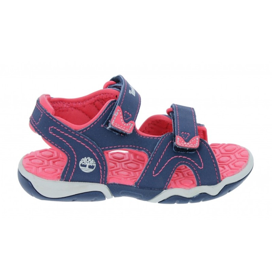 Children'S Timberland Girls Sandals | Adventure Seeker 2 Strap Toddler Sandals - Navy/Pink