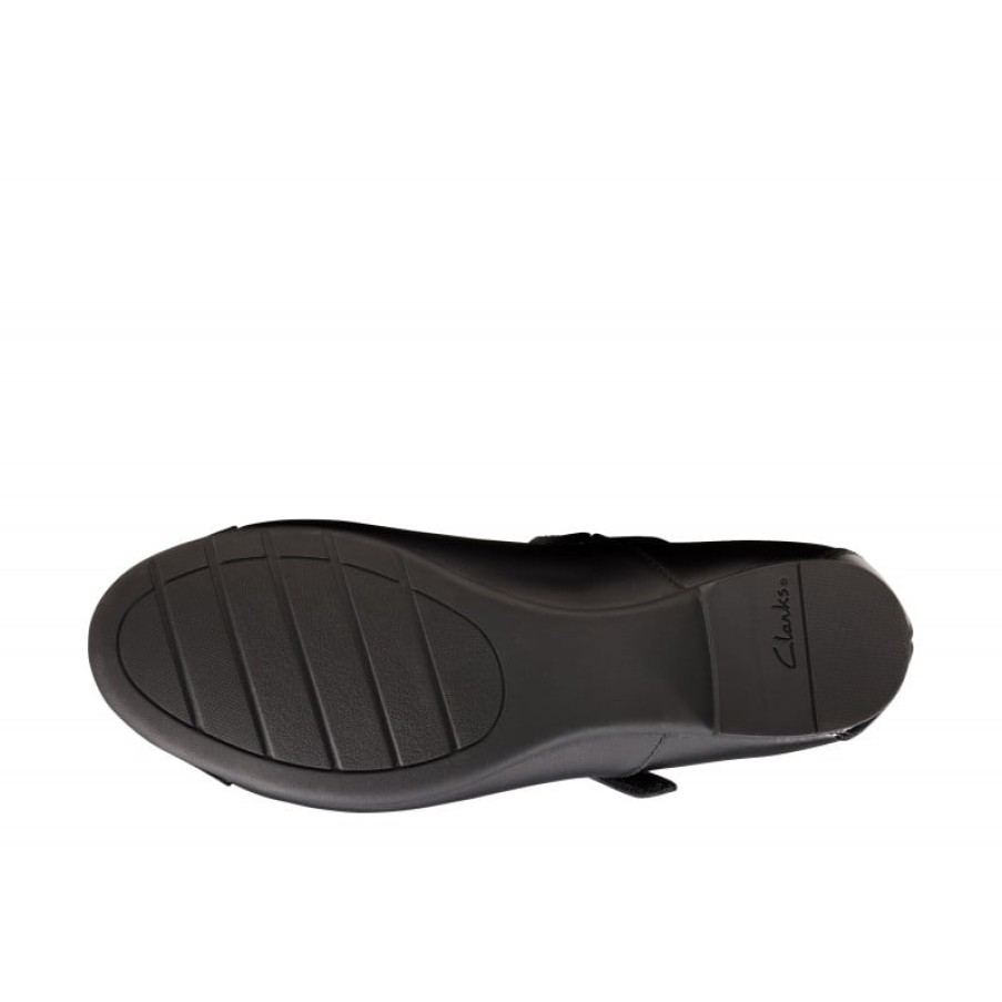 Children'S Clarks Girls School Shoes | Scala Gem Youth School Shoes - Black Leather