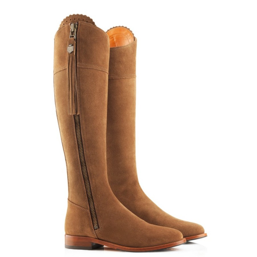 Women'S Fairfax and Favor | Fairfax & Favor Regular Fit Flat Regina Boots - Tan Suede