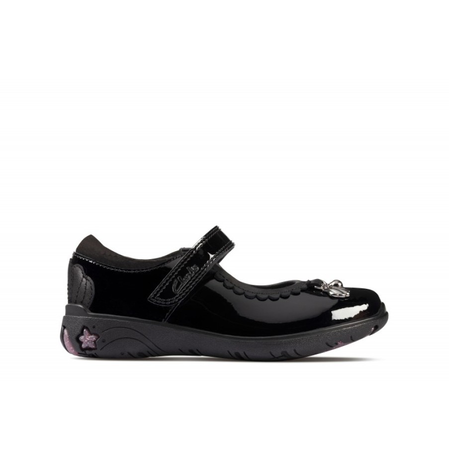 Children'S Clarks Girls School Shoes | Sea Shimmer Toddler School Shoes - Black Patent