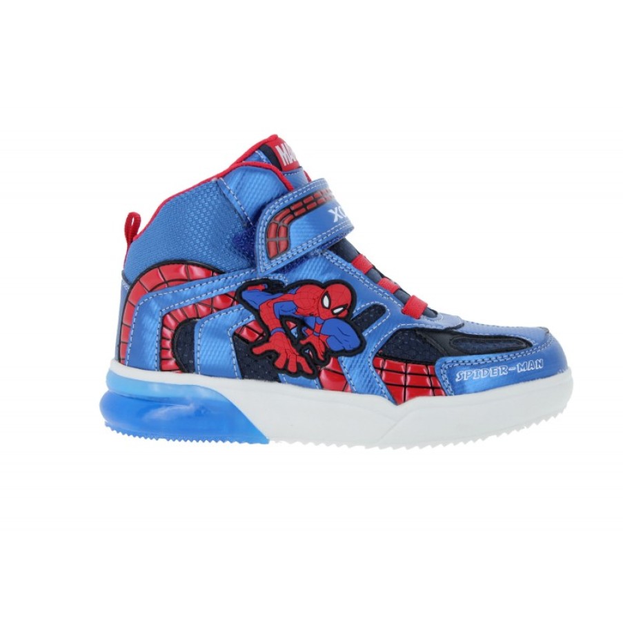 Children'S Geox Boys Trainers | J269Yc J Grayjay Spiderman Hi Tops - Navy/Royal