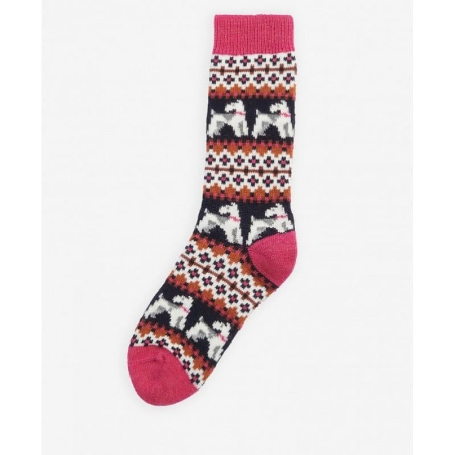 Women'S Barbour | Terrier Fairisle Socks Lso0107 - Pink Textile