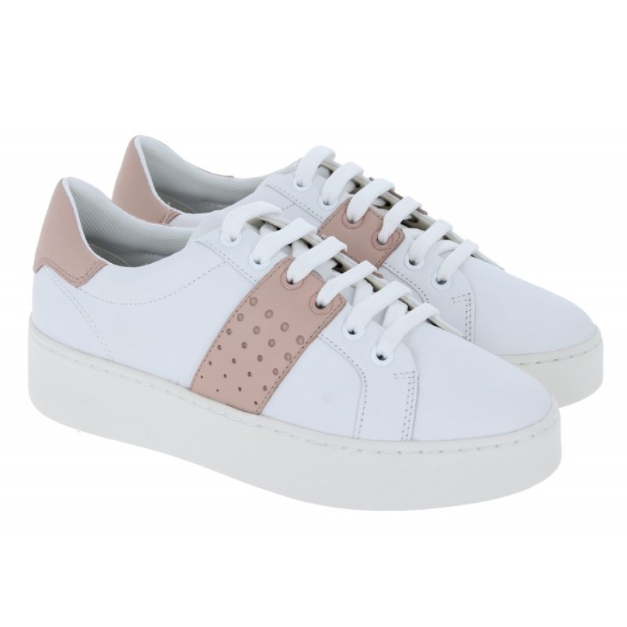 Women'S Geox | Skyely D35Qxb Trainers - White/Nude Leather