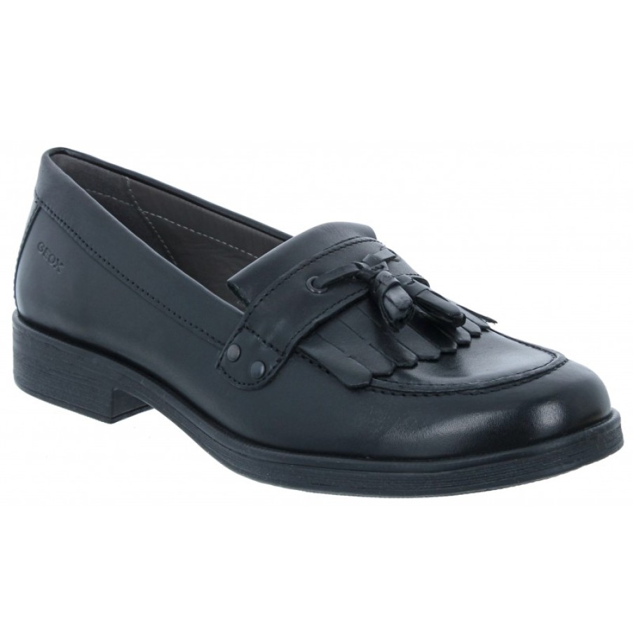 Children'S Geox Girls School Shoes | Agata A J4449A School Shoes - Black Leather