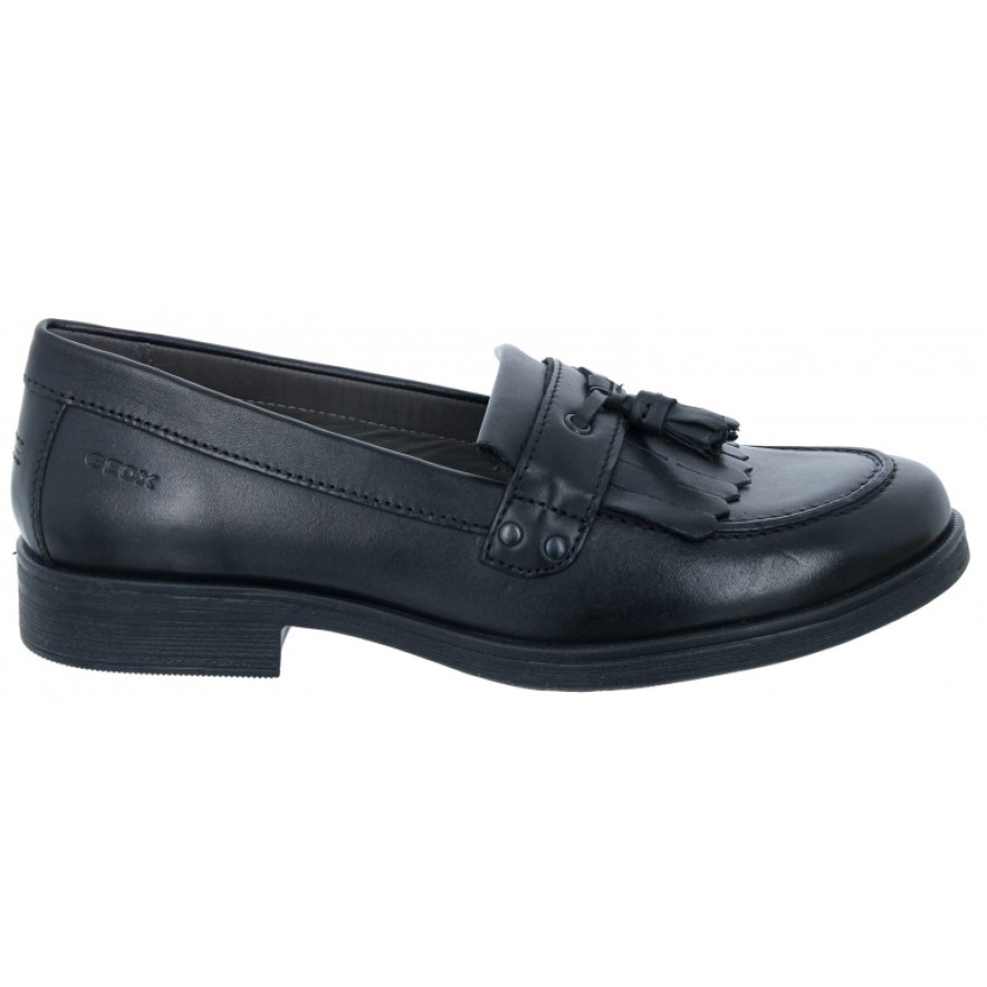 Children'S Geox Girls School Shoes | Agata A J4449A School Shoes - Black Leather