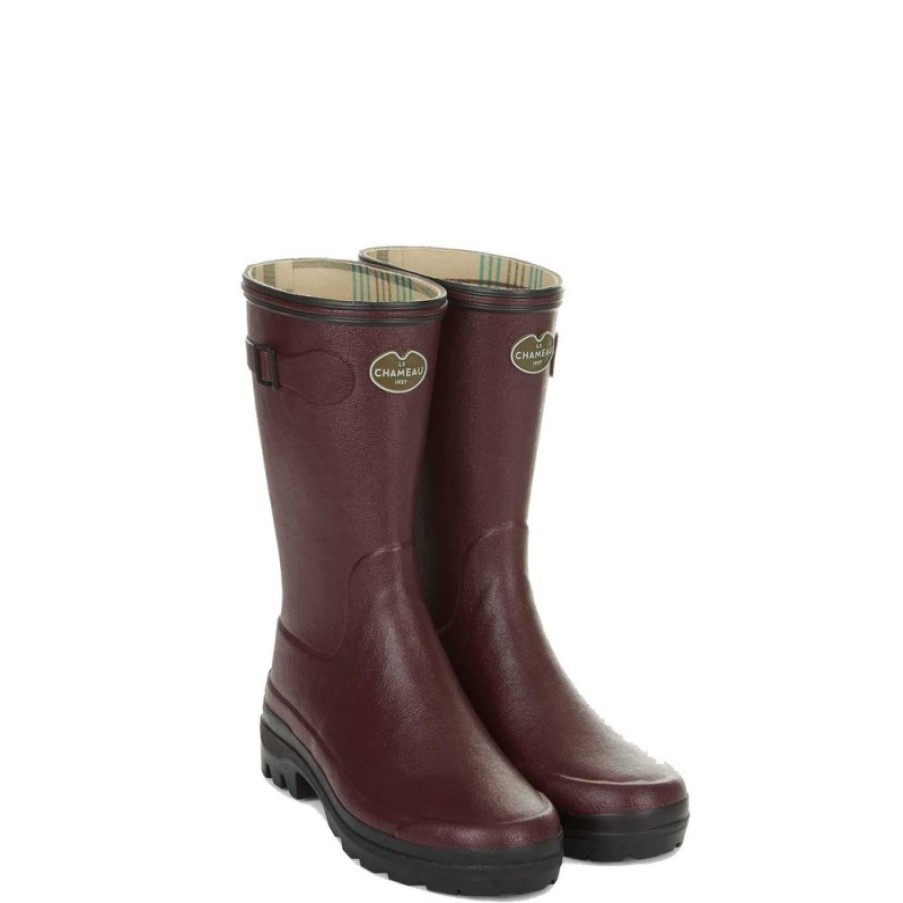 Women'S Le Chameau | Giverny Jersey Lined Ladies Wellingtons 4209 - Cherry