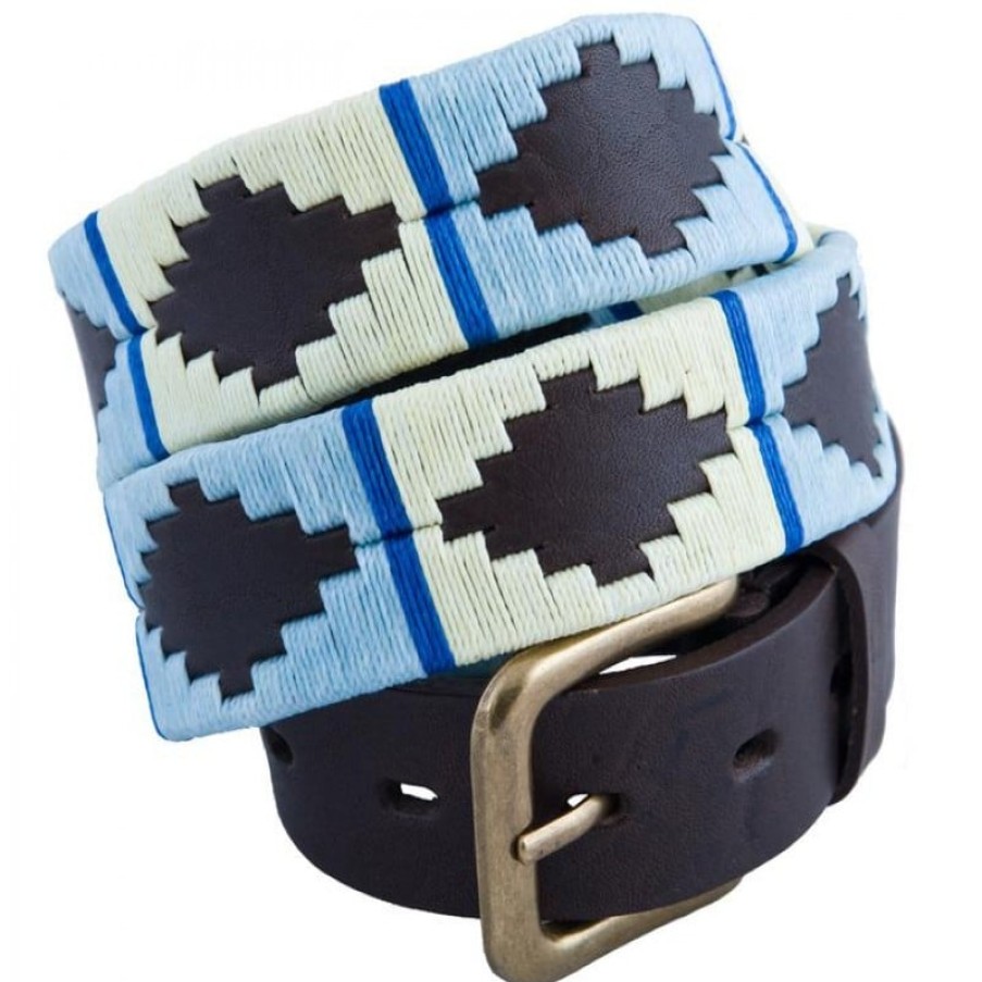 Men'S Pioneros | 142 Polo Belt - Pale Blue/White